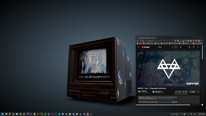 YouTube-Video als Desktop-Hintergrund &uuml;ber Retro-TV-3D-Modell
