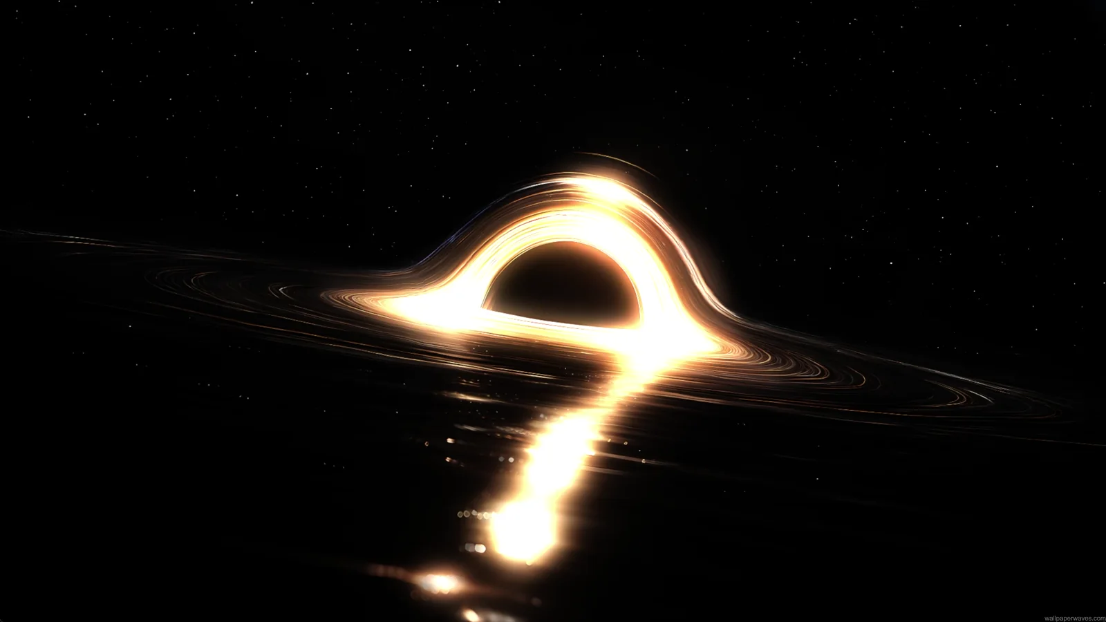 White-gold black hole against deep black space